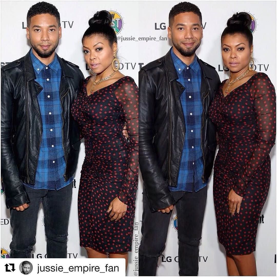 Picture of Jussie Smollett in Blue and Taraji P. Henson in Beautiful Dress