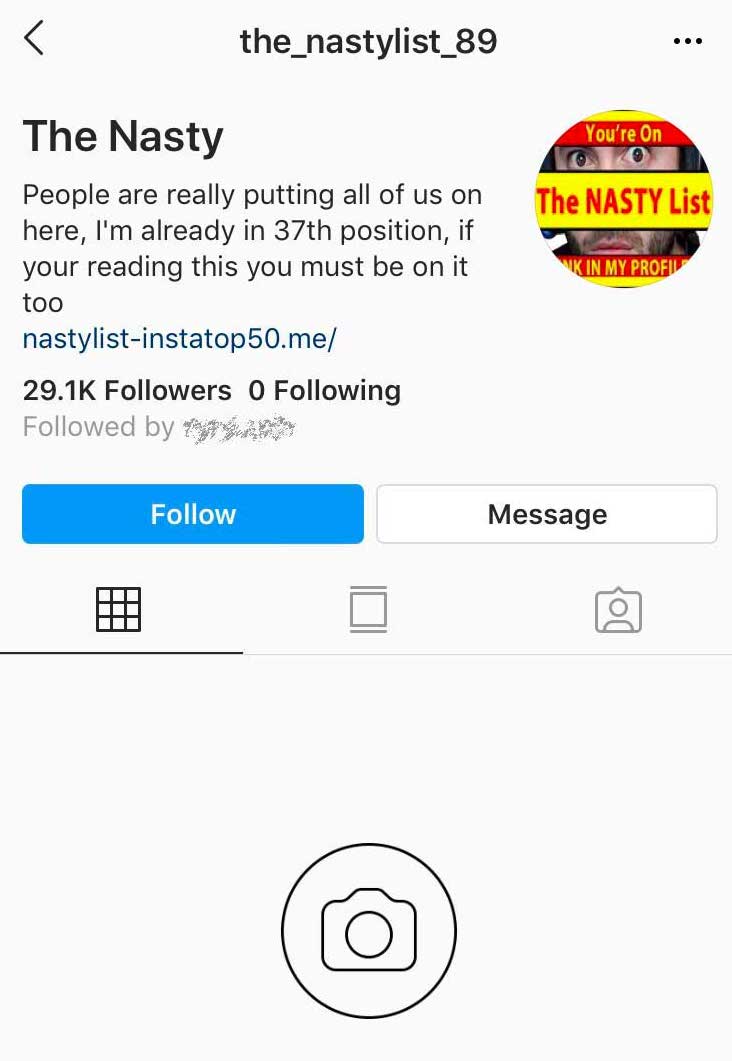 Instagram Really Nasty List